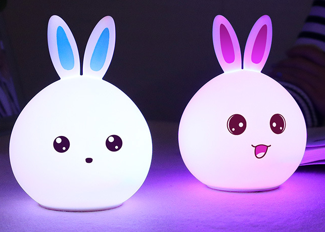 Cute Rabbit Night Lamp: Touch Sensor Silicone LED Colorful Night Light