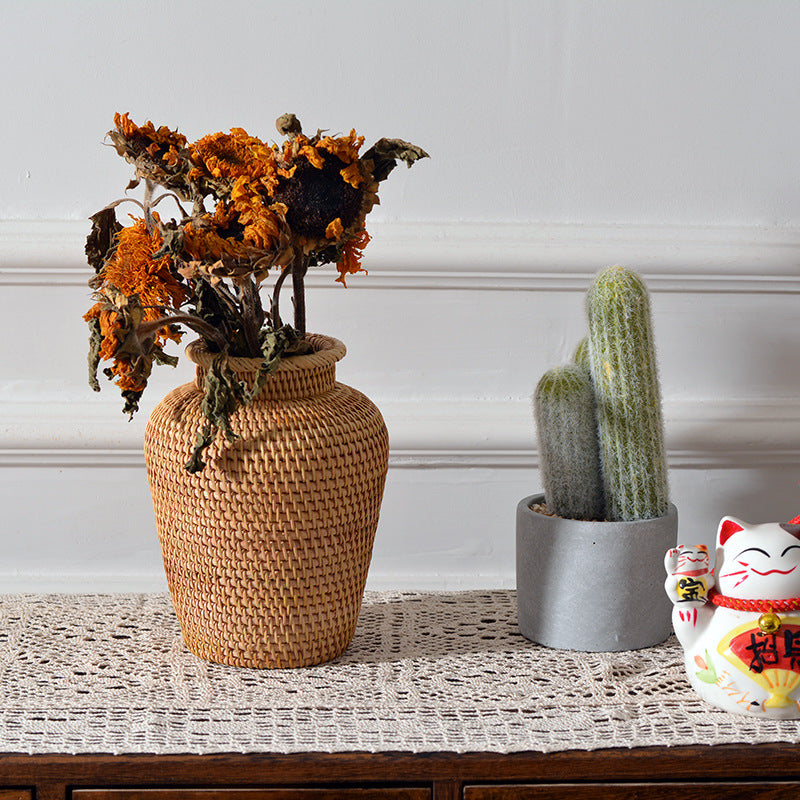 Rattan Woven Floral Vases: Tabletop Flower Baskets