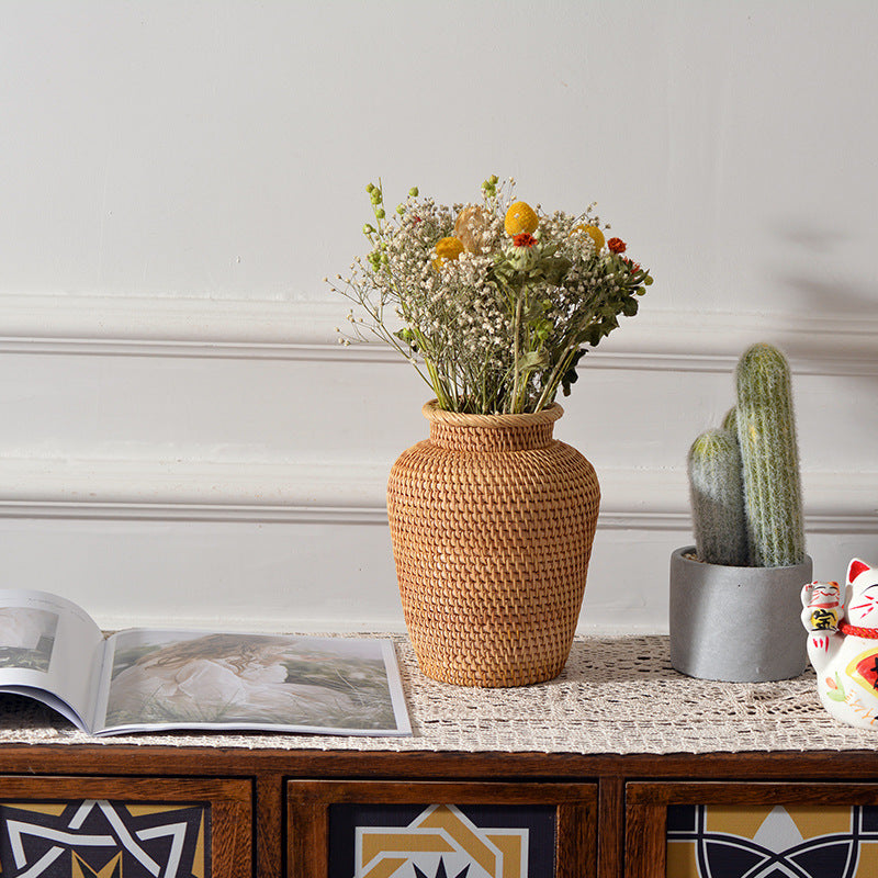 Rattan Woven Floral Vases: Tabletop Flower Baskets