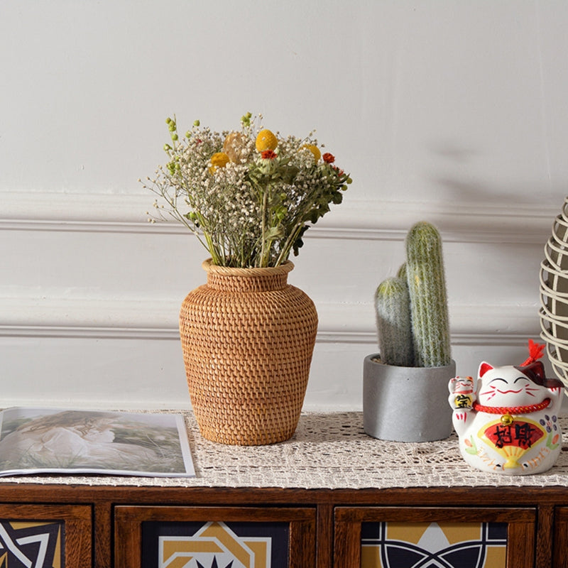 Rattan Woven Floral Vases: Tabletop Flower Baskets