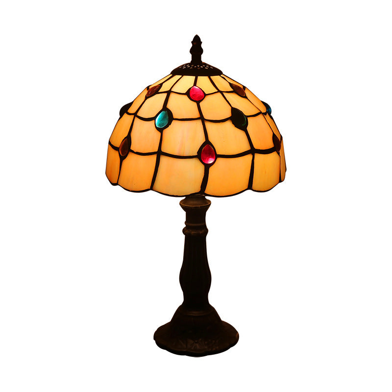 Retro Yellow Glass Lamp: Bedside Table Lamp