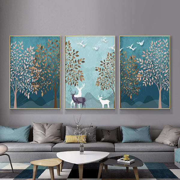 Nordic Modern Forest Landscape Canvas Wall Painting