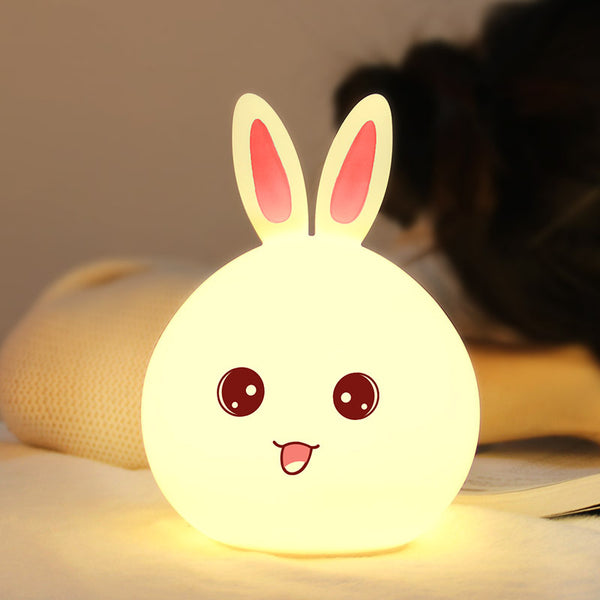 Cute Rabbit Night Lamp: Touch Sensor Silicone LED Colorful Night Light