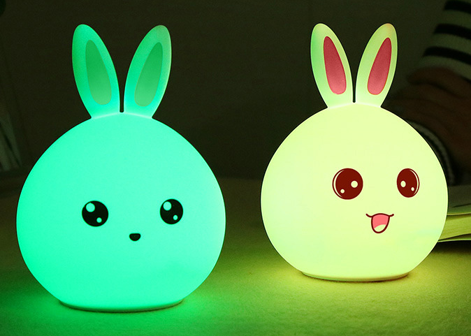 Cute Rabbit Night Lamp: Touch Sensor Silicone LED Colorful Night Light