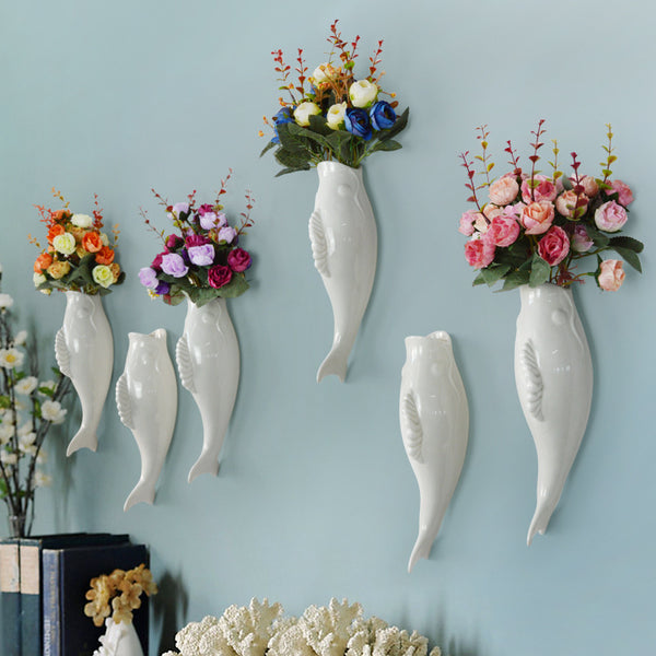 Modern Ceramic Goldfish Vase: Creative Wall Decoration