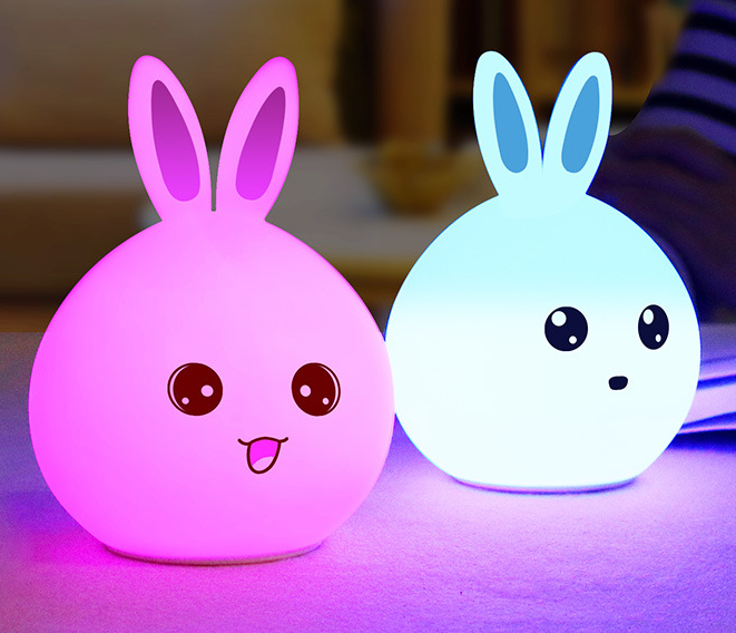 Cute Rabbit Night Lamp: Touch Sensor Silicone LED Colorful Night Light