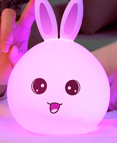 Cute Rabbit Night Lamp: Touch Sensor Silicone LED Colorful Night Light