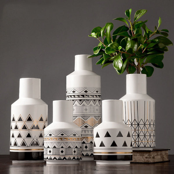 Scandinavian Style Ceramic Vase: Classic Grain Art Designs